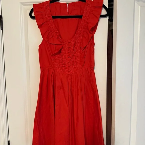 Free People Vibrant Red Ruffled Mini Dress - Picture 2 of 5